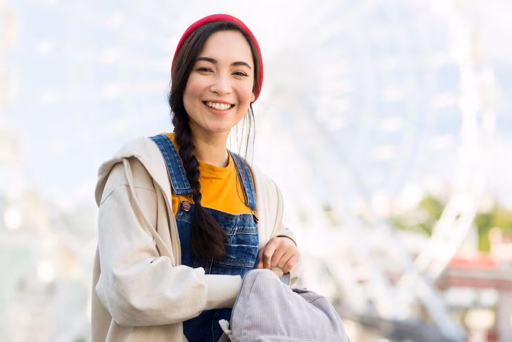 Young woman taking Kazakh language online course